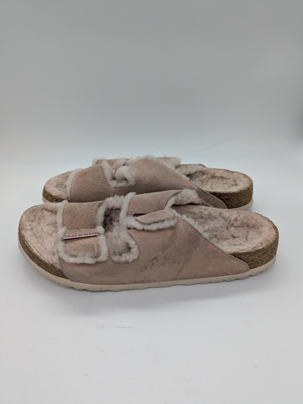 BIRKENSTOCK Arizona Shearling Suede Leather Sandal Rose WOMEN'S EU 41
